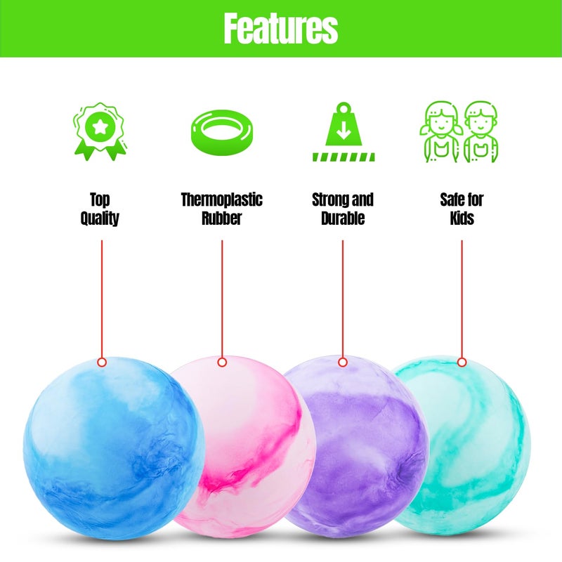 New Bounce Inflatable Bouncing Ball for Kids - Set of 4 Marbleized Bouncy Balls Plus Pump & 2 pins  Inflatable Sensory Balls  for Children and Pets - 8.5"" Game Ball - Image 4